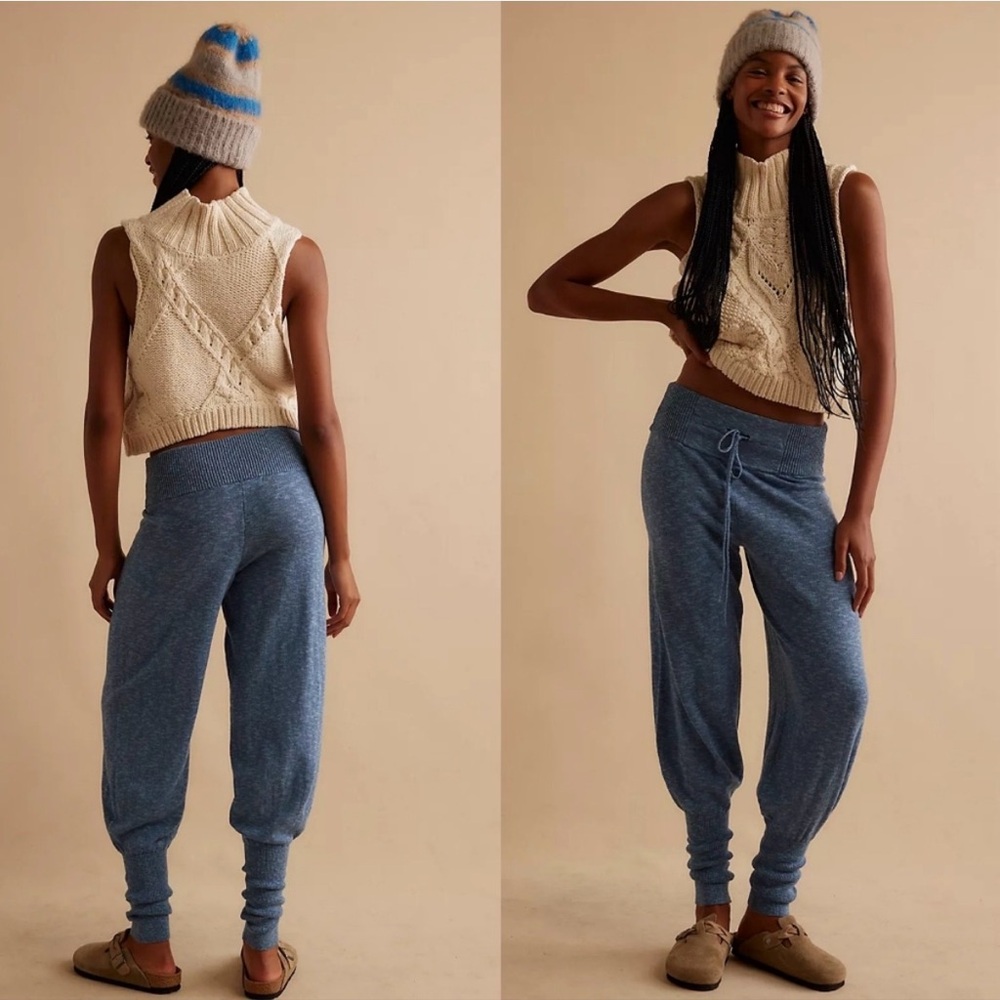 Free People Sila Sweater Pants Blissful Blue Combo Medium